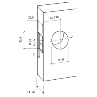 Serrure tubulaire 3500/60-70 TESA cylindre extérieur bouton intérieur - Chromé mat - axe 70 mm - 3500U0CM