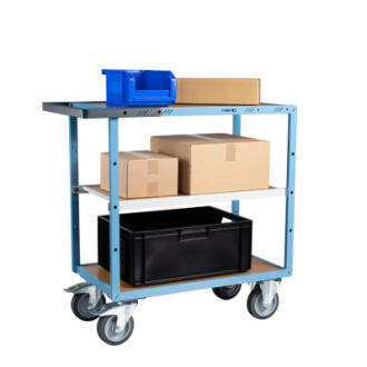Servante mécano-soudée EVERSTEEL™ 3 plateaux médium 850 x 500 mm roues TPE 400 kg - 880701242