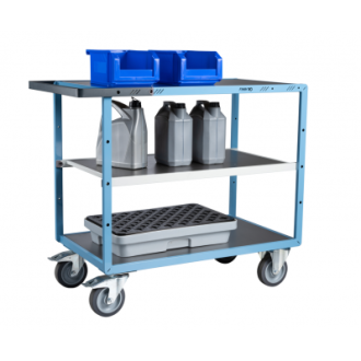 Servante mécano-soudée EVERSTEEL™ 3 plateaux tôle galva 1000 x 600 mm roues TPE 400 kg - 880702342