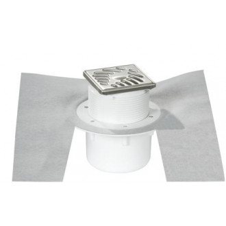 Siphons pour sols carrelés avec grille inox sortie verticale-10x10cm
