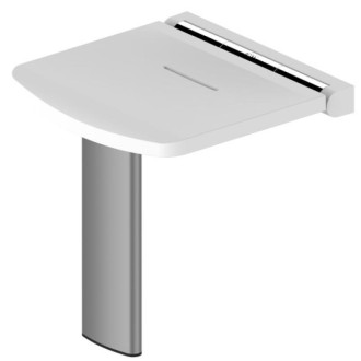 Siège de douche à assise ergonomique pleine blanche et pied à embout caoutchouc onyx white