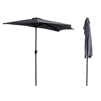 Demi parasol panama déporté à manivelle ombrage 270 cm       noir