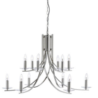 Suspension 12 ampoules ascona, en argent satiné et verre