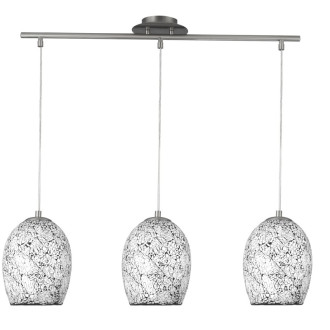 Suspension 3 ampoules crackle, en chrome et verre blanc