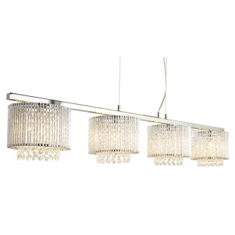 Suspension 4 ampoules elise, en chrome et cristal