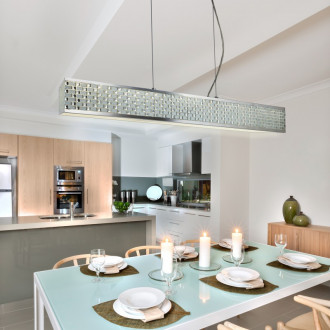 Suspension baltimore, rectangle, chrome et acrylique