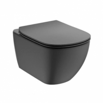 Ensemble cuvette WC suspendue Tési technologie AquaBlade® + abattant frein de chute Ideal Standard T354601 noir