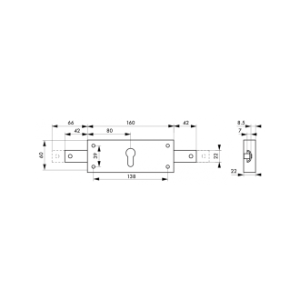 Thirard - serrure en applique horizontale à cylindre pour rideau métallique 2 points latéraux pour rideau métallique