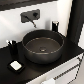 Vasque à poser ronde en céramique noire Ø36cm - Hauteur 11,5cm - ROUNDY DARK Aurlane - VAS041