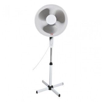 Ventilateur sur pied réglable 3 vitesses auto-rotation       blanc
