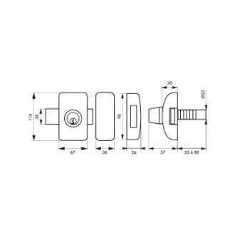 Verrou universel thirard double cylindre languette hg5 + 3 clés - argent - 00080475