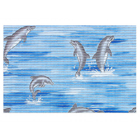 Tapis de salle de bain antidérapant mousse pvc 50 x 80 cm couleur bleu motif dauphin