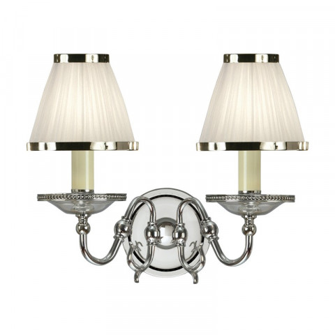 Applique tilburg, nickel poli, 2 abat-jours blancs
