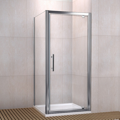 Cabine de douche en verre securit 6 mm avec porte de douche pivotante - Dimensions au choix