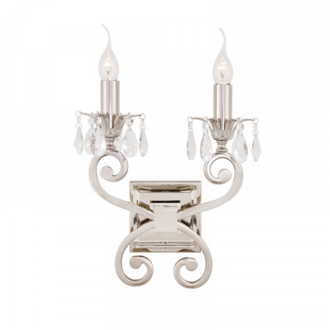 Applique oksana, nickel poli, pendeloques cristal, 2 éclairages