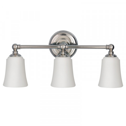 Applique huguenot lake, chrome poli et verre opale, 3 ampoules
