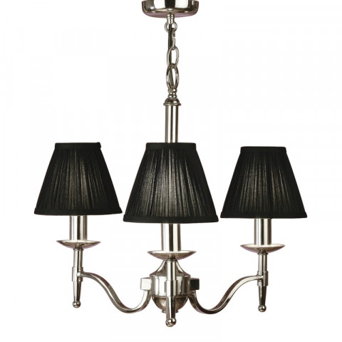 Suspension 3 ampoules stanford, nickel, abat-jour noirs