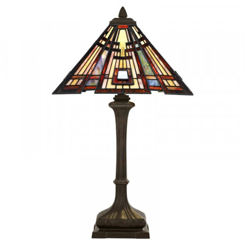 Lampe classic craftsman, bronze et verre tiffany