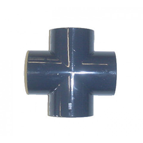 Croix en PVC à 90 - Femelle à coller / Femelle à coller - Diamètre 32 mm