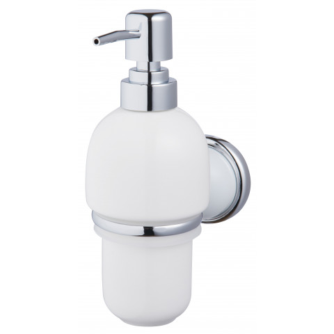 Distributeur de savon liquide serie grenada chrome et et blanc à fixer ou à coller