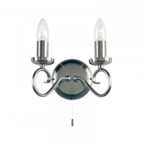 Applique trafford, argent ancien, 2 ampoules