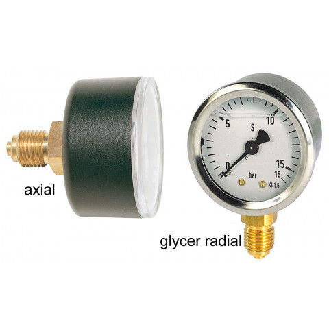 Manomètre diamètre 50 - glycer axial à bain de glycérine - 0 à 6 bars