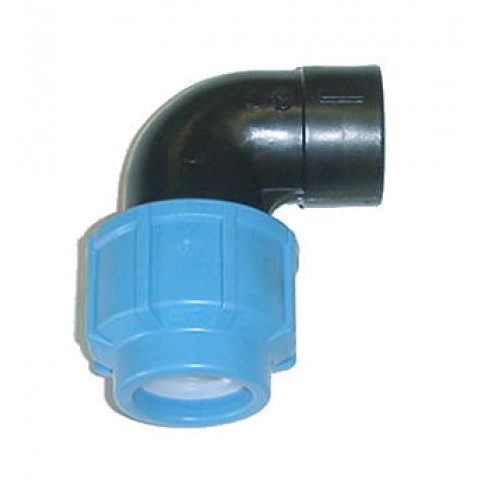 Raccord coudé Femelle en polypropylène - Pour raccordement polyéthylène - Diamètre 20 mm - Taraudage 15/21