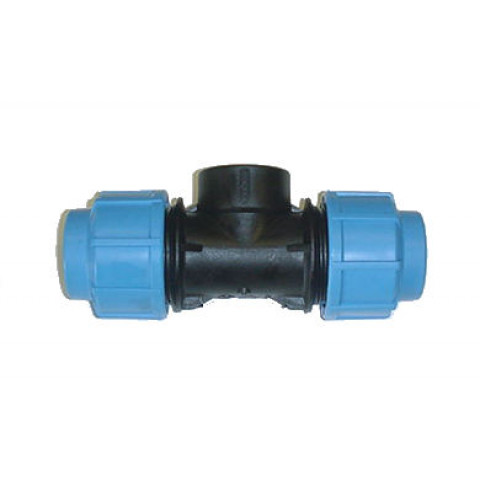 TE 90 Femelle en polypropylène - Pour raccordement polyéthylène - Diamètre 20mm - Taraudage 15/21