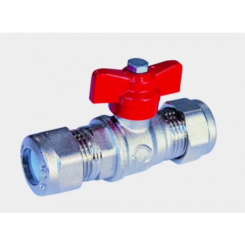 Vanne à sphère laiton 670 pour tube cuivre - Raccords chromés sphéro-conique Male / Male - Diamètre 12 mm