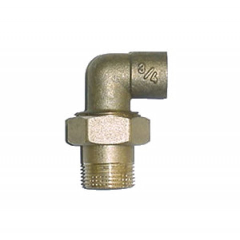 Coude union en laiton - Mâle (L98 G-cu) - Diamètres 26/34 - 28 mm