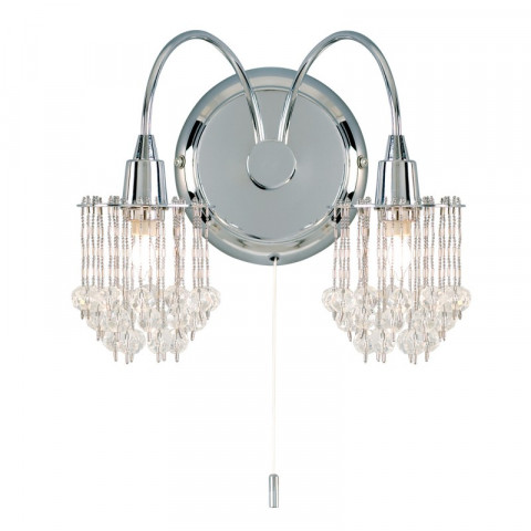 Applique milieu, chrome et verre, 2 ampoules