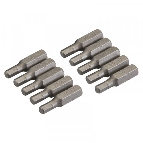 10 embouts 6 pans chrome-vanadium - 4 mm
