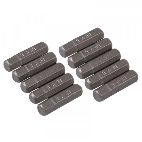 10 embouts 6 pans chrome-vanadium - 6 mm