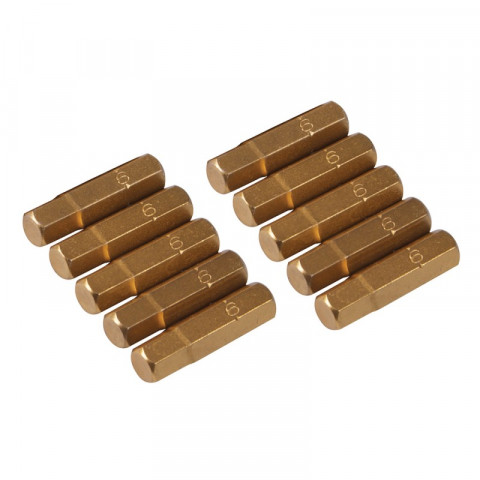10 embouts dorés 6 pans - 6 mm