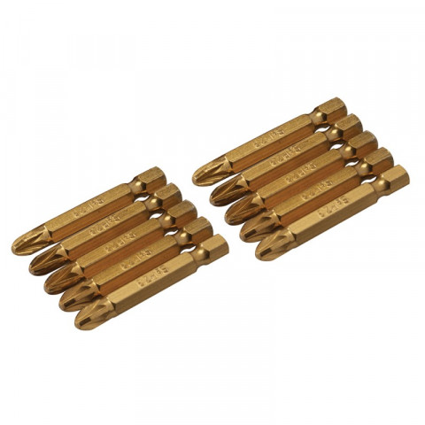 10 embouts dorés Pozidriv 50 mm - PZ3