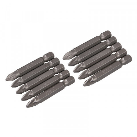 10 embouts Pozidriv chrome-vanadium 50 mm - PZ2