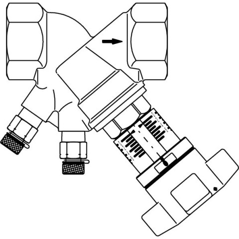 Robinet d'équilibrage OVENTROP Hydrocontrol VTR - PN 25 DN 50 - Filetage femelle des deux côtés avec 2 prises de pression - 1060216