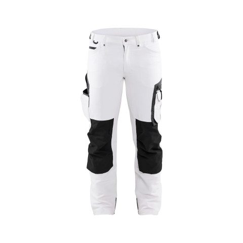 Pantalon peintre stretch 4D sans poches flottantes Blanc/Gris-Foncé 10891645 - Taille au choix