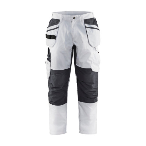 Pantalon Peintre +stretch avec poches flottantes Blanc/Gris-Foncé 10961330 - Taille au choix
