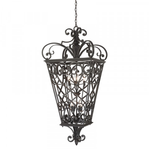 Suspension fort quinn, fonte d'aluminium noire, 8 ampoules
