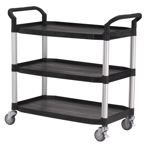 Chariot grand modèle 808LA, 3 plateaux, noir 1100x520x1000mm