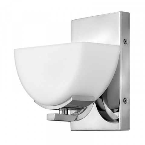 Applique verve, chrome poli, verre opale, led
