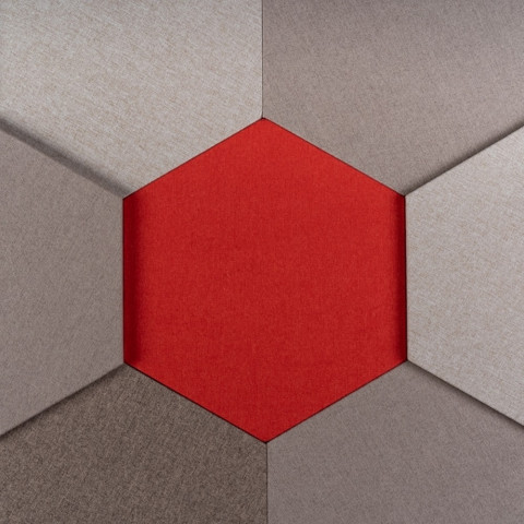 antevia materiaux panneau acoustique mural et plafond decoratif design epaisseur 24mm hexagone rouge distriartisan