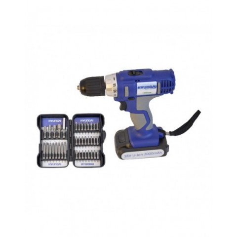 Hyundai perceuse sans fil 18v lithium 37 accessories hpvd18l-37