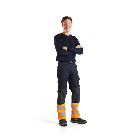 Pantalon multinormes inhérent Marine/Orange-Fluo 14881513 - Taille au choix
