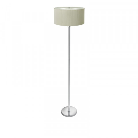 Lampadaire drum pleat, en chrome et verre, abat-jour crème