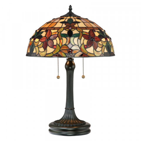 Lampe kami, bronze vintage et verre tiffany