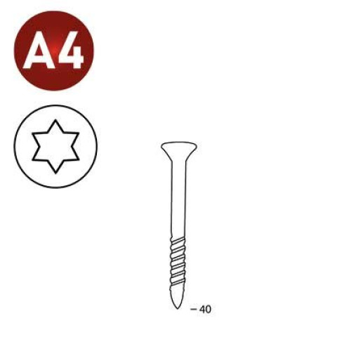 Scrails 25/28 x40 Inox A4 TX15 - 2000 pièces - 16S25409TX
