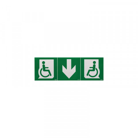 Jeu de 3 étiquettes de signalisation universelle d'évacuation pour personnes à mobilité réduite adhésive et sécable