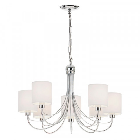 Suspension phantom, chrome et abat-jour blanc, 7 ampoules